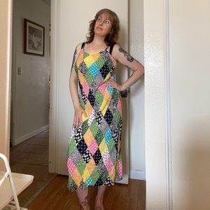 Rixo x Target Multicolor Patchwork printed crepe slip dress w/ adjustable straps